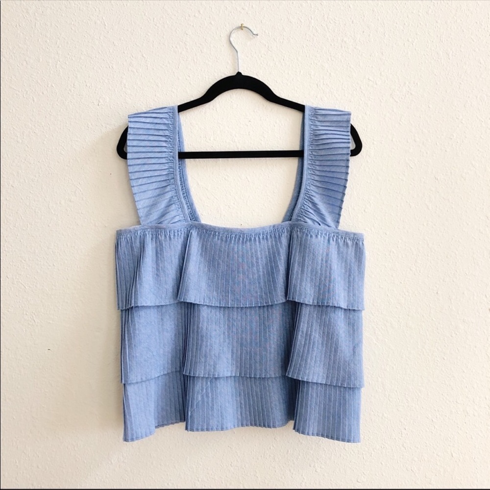 NEW J. Crew Blue & White Pleated Tank Top